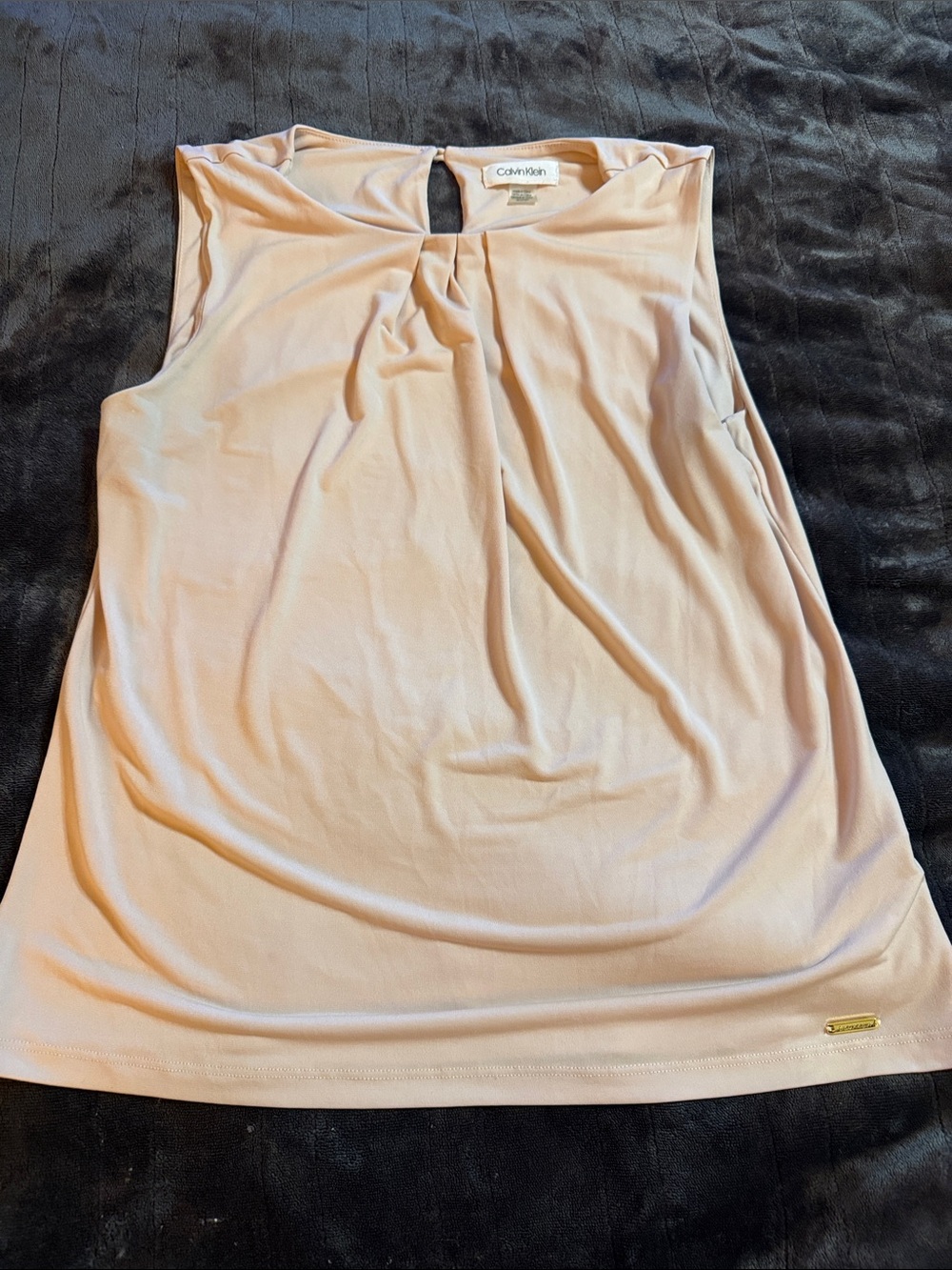 Calvin Klein Blush Sleeveless Pleated Neck Camisole